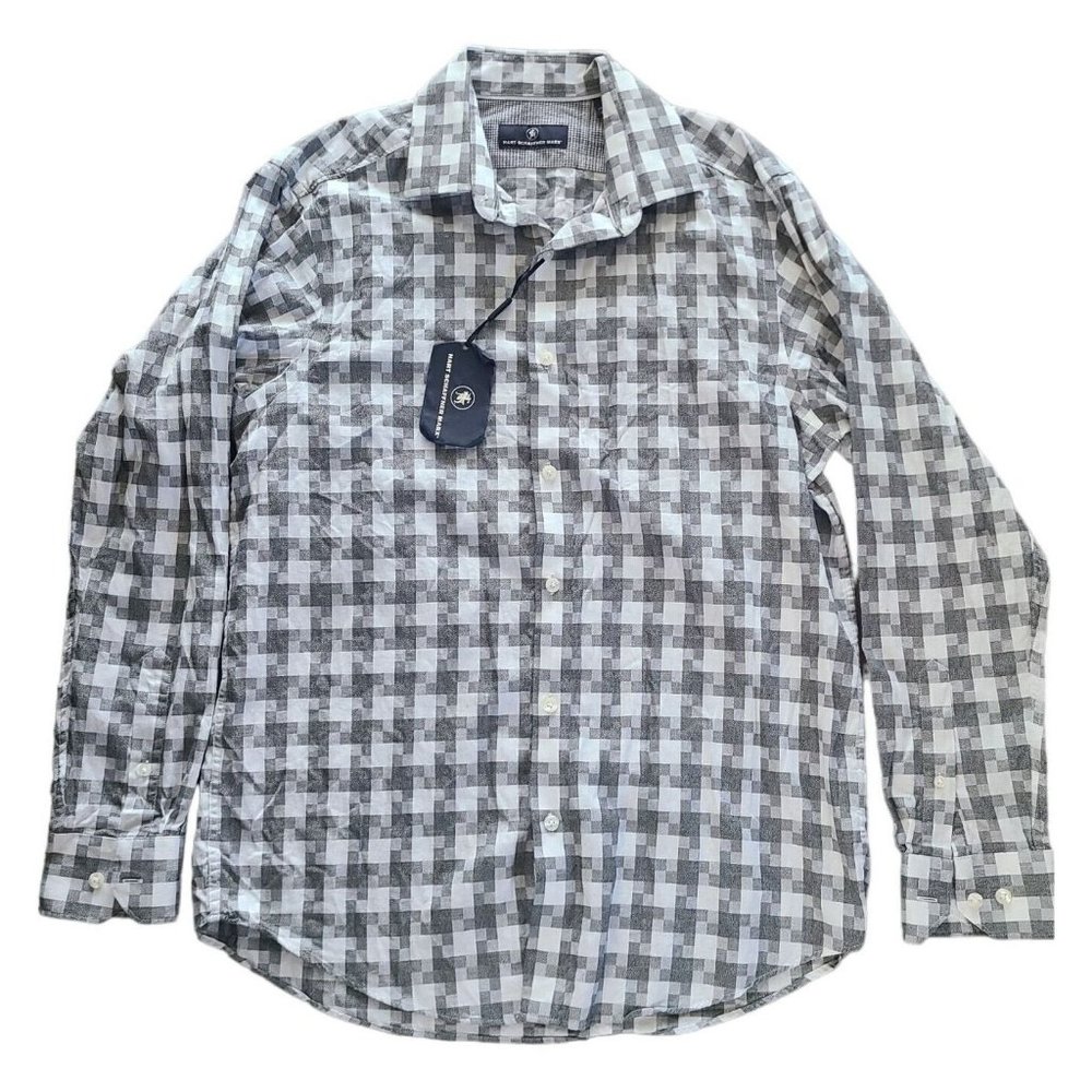 NWT Hart Schaffner Marx Men's Long Sleeve Shirt Cotton Gray Button Down Sz MED